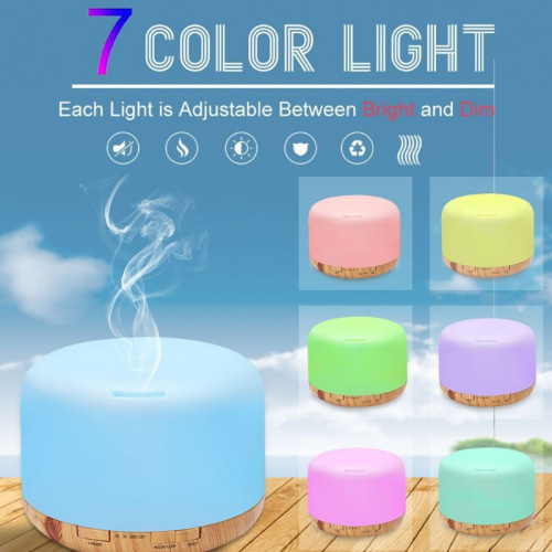 500ml Large Capacity Remote Control Colorful Creative Aromatherapy Diffuser Humidifier Home Wood Texture Ultrasonic Essential Oil Aromatherapy Machine