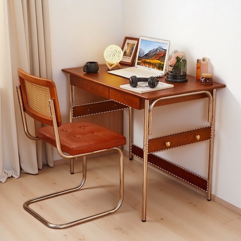 Solid Wood Retro Island Desk for Home Use, Mid-Century Style, Simple Small Apartment Workstation, Computer Desk, Bauhaus Style Table