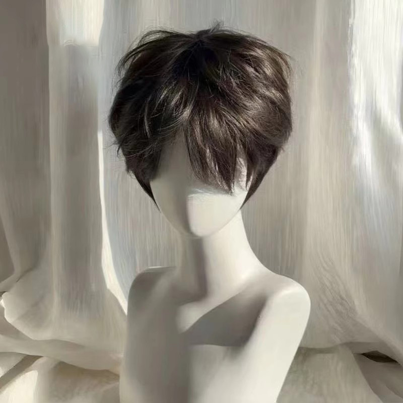 假发男短发韩版帅气微分碎盖蓬松日常自然仿真人发全头套|undefined