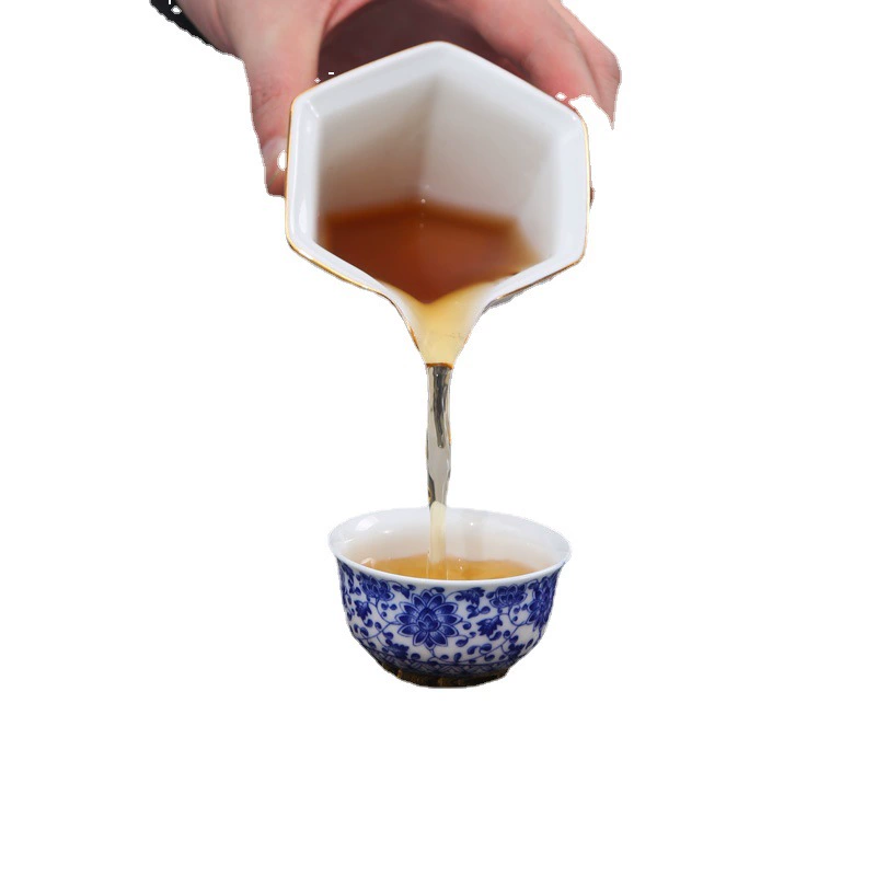 静雅 Blue and white tea set for home use, ceramic teapot, tea cup