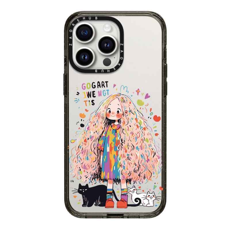 CASE手绘涂鸦女孩爱心珍珠碎花iPhone16ProMax苹果15透明手机壳14|undefined