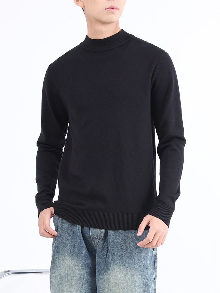 Suéter de invierno de hombre, camiseta de punto de cuello redondo de hombre, marca de tendencia simple, camiseta de punto caliente de fondo, suelta, perezosa