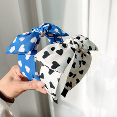 2024韓版新品發箍印花愛心布藝蝴蝶結頭飾發卡百搭女頭箍高級感