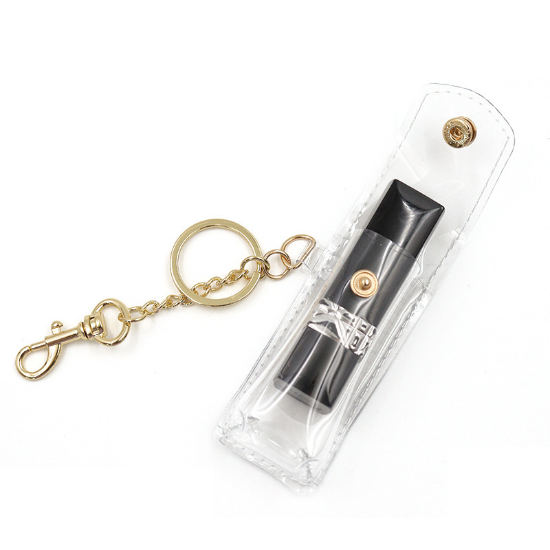 透明シンプルファッションpvc口紅皮カバー化粧用品口紅リップクリーム収納バッグ掛けアクセサリーキーホルダー|undefined
