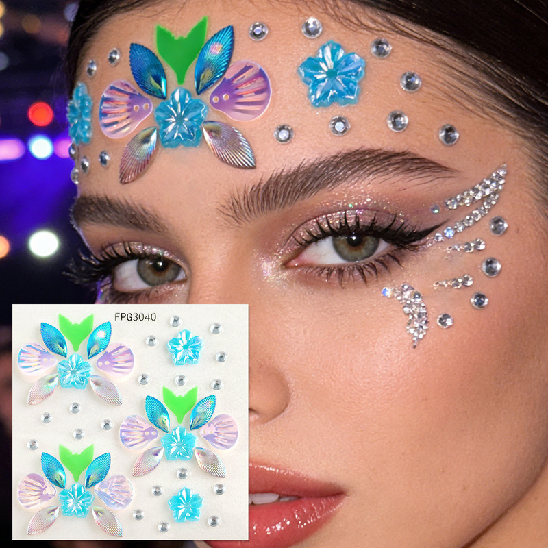 New Ocean-Style Shell Flower Face Rhinestone Stickers, Glue-Free Self-Adhesive Acrylic Rhinestones for Festival Dance Parties, Creative Makeup Rhinestone Stickers New Ocean-Style Shell Flower Face Rhinestone Stickers, Glue-Free Self-Adhesive Acrylic Rhinestones for Festival Dance Parties, Creative Makeup Rhinestone Stickers