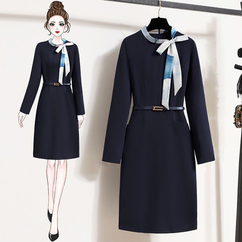 High-End Professional Bow Dress Female Summer Stewardess Uniform Hotel Front Desk Reception Workwear Beauty Salon Workwear