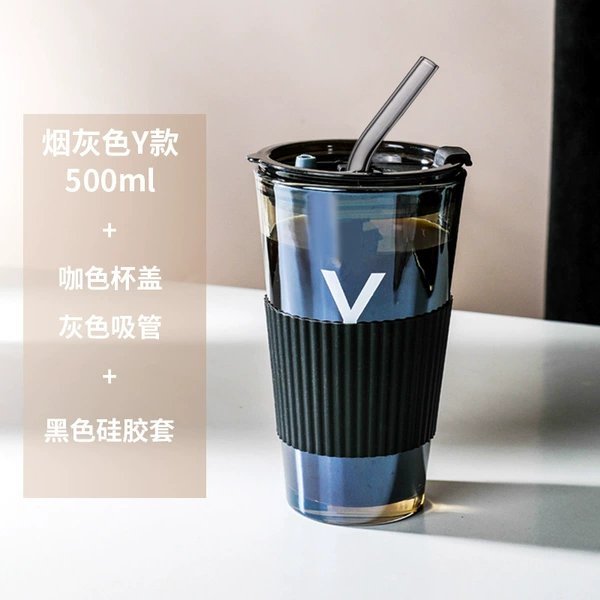 Glass, straw, 500 ml