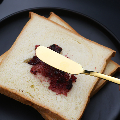 Cross-border Amazon 304 stainless steel butter knife golden butter spatula jam knife butter knife long handle spread knife