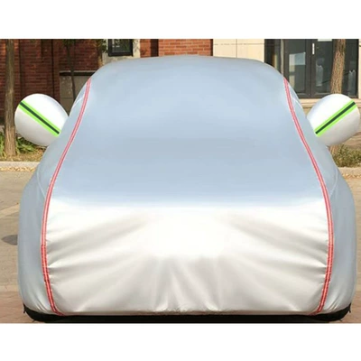 Cross-border Spunlace Cotton Car Cover Amazon Special for Rain-proof Heat-insulation Anti-sun Car Cover Car Cover (Car clothing) - silver-red-strip-hat-green-strip-right-zipper