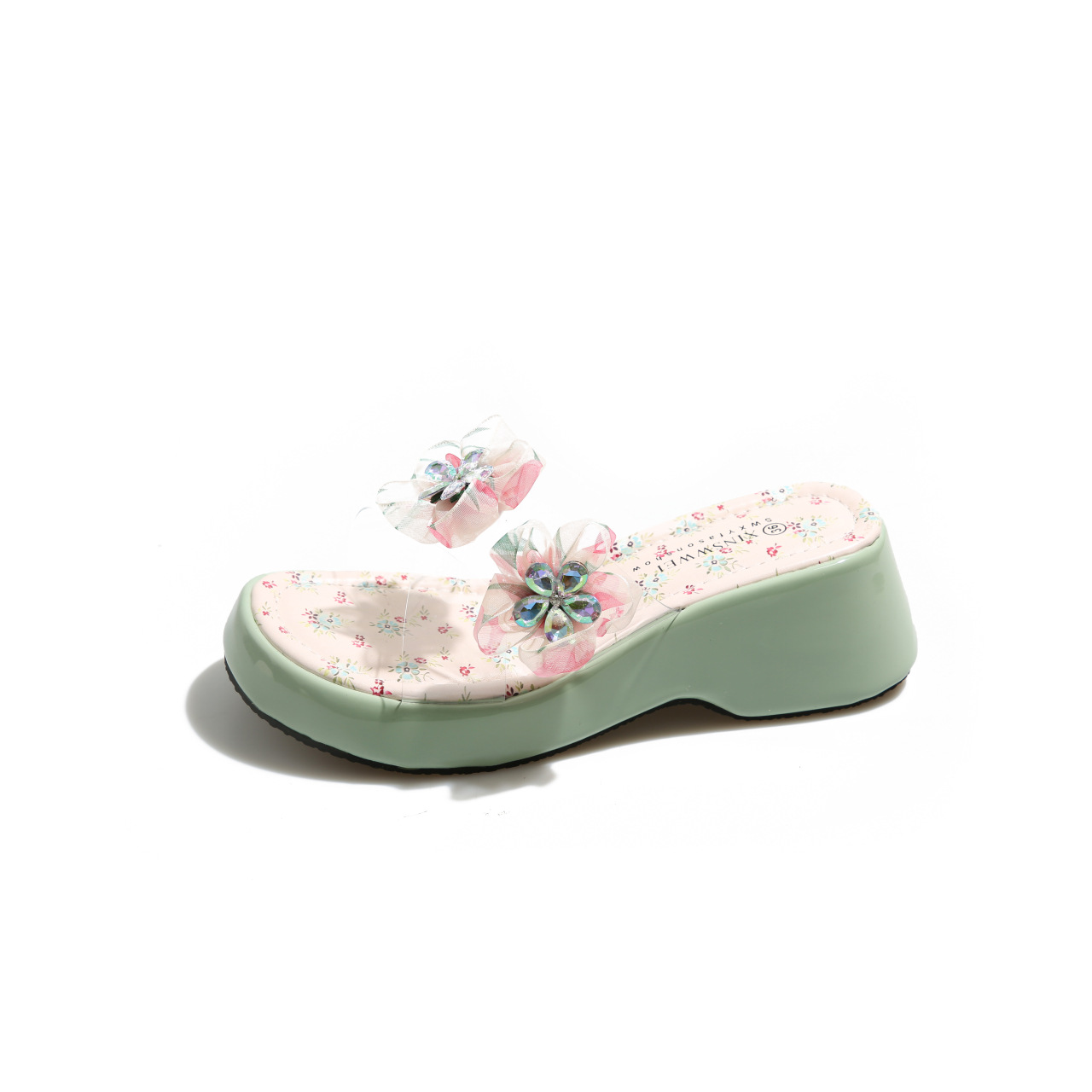 "Miaolu" estilo de ballet fresco ~ zapatillas de talón grueso de la mujer de verano con sandalias de dedos desnudos