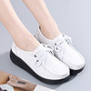 Summer sports shoes platform, casual footwear for leisure, 2023, Korean style, genuine leather