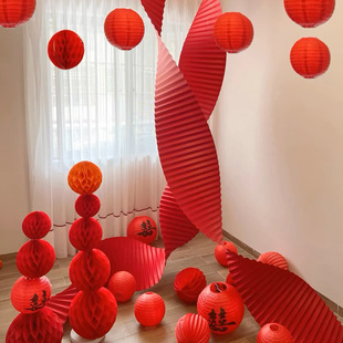 Wedding Long Wavy Paper Ceiling Background Decoration Wedding Room Living Room Shopping Mall Window Corrugated Paper Festive Arrangement Props