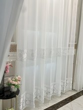 水溶镂空绣花纱帘阳台卧室飘窗成品窗帘透光不透人白纱轻奢简约