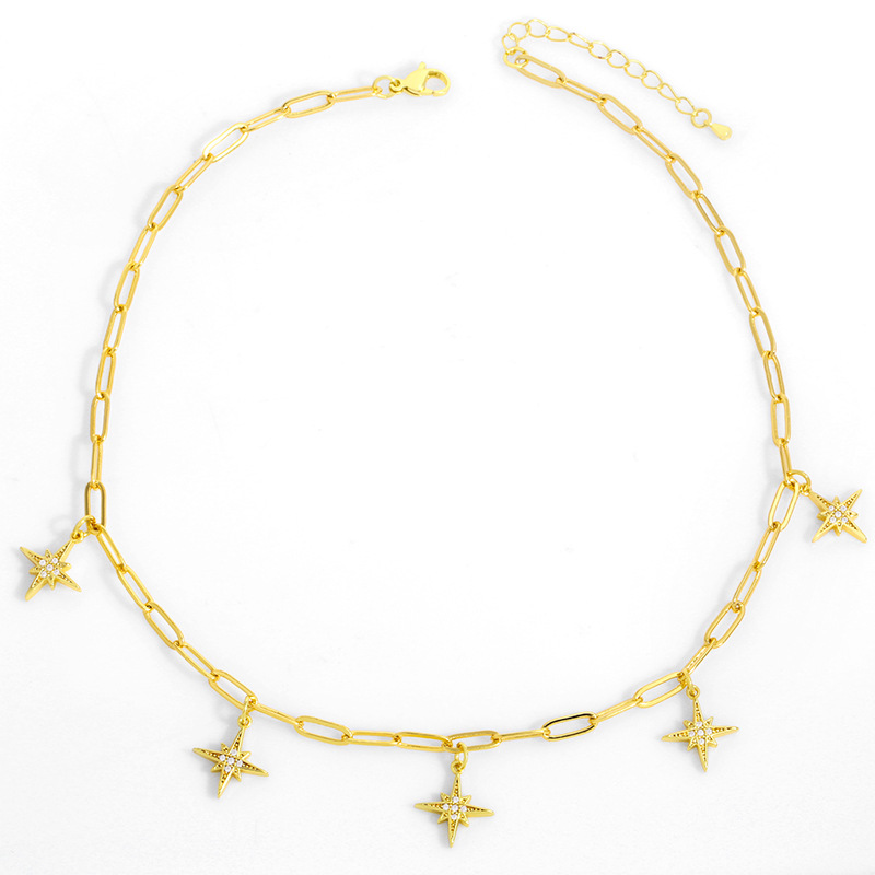 new creative six-pointed star chain necklace