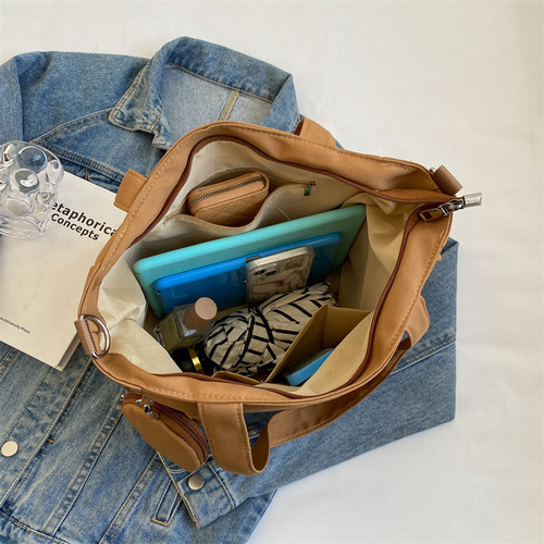 Canvas bag women's large capacity  new spring and summer versatile crossbody bag high-quality texture portable commuter tote bag