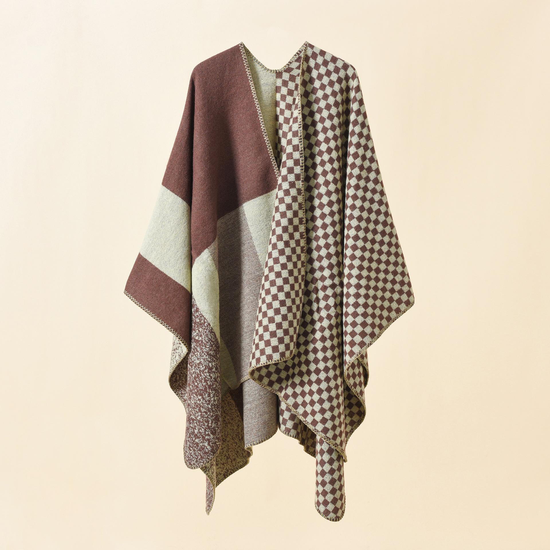 Otoño e Invierno chal de invierno las mujeres urdimbre punto color a juego Plaid patrón Moda chal caliente nuevo