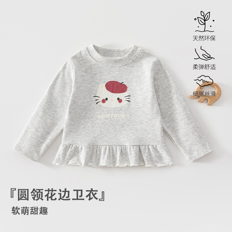 Anyang Baby and Children's Clothing, Spring and Autumn Style Toddler Pullover Sweatshirt, Girls' Long-Sleeve Loose Pullover Top