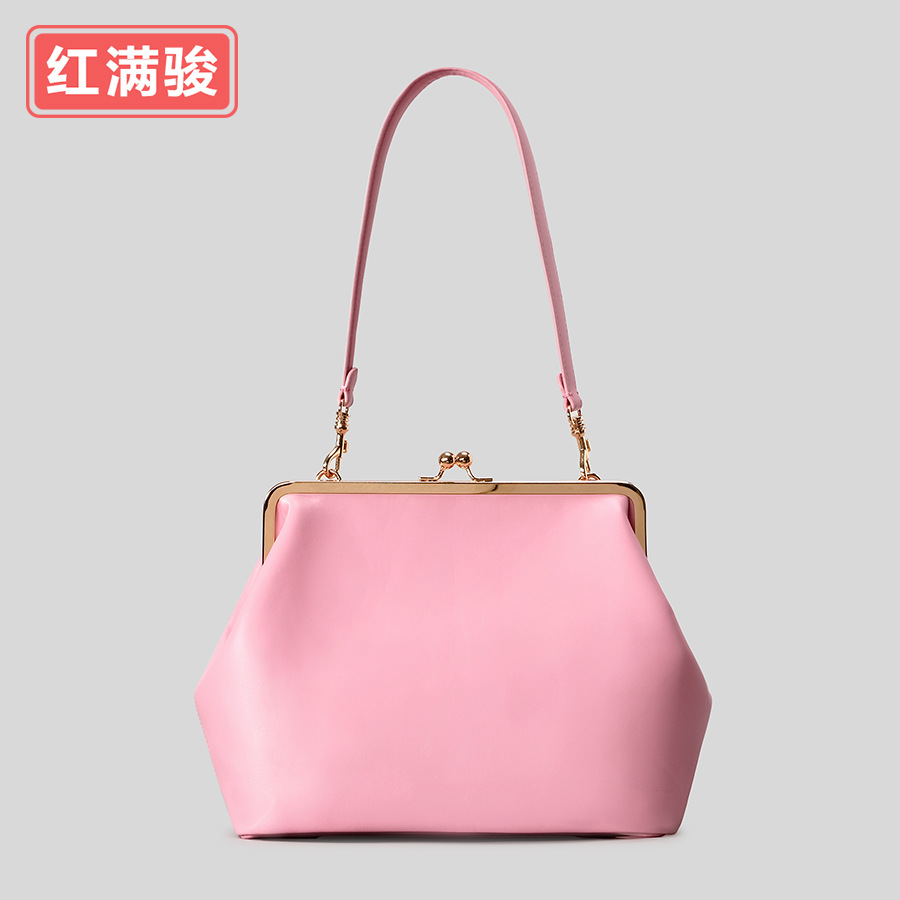 Light Luxury Niche Design Clasp Bag, Fashionable Evening Bag, Large Capacity Women's Handbag, Straw Woven Stone Grain Tote - Thumbnail 3