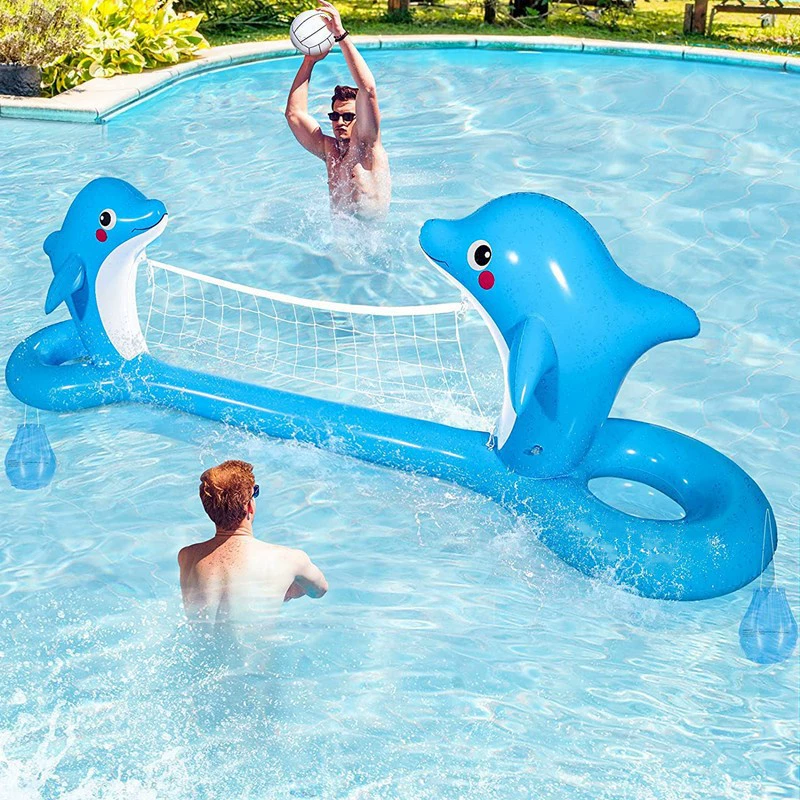 Заводская поставка надувной Дельфин водный волейбольный стенд открытый бассейн Вечеринка развлечения водные игрушки Детская баскетбольная подставка