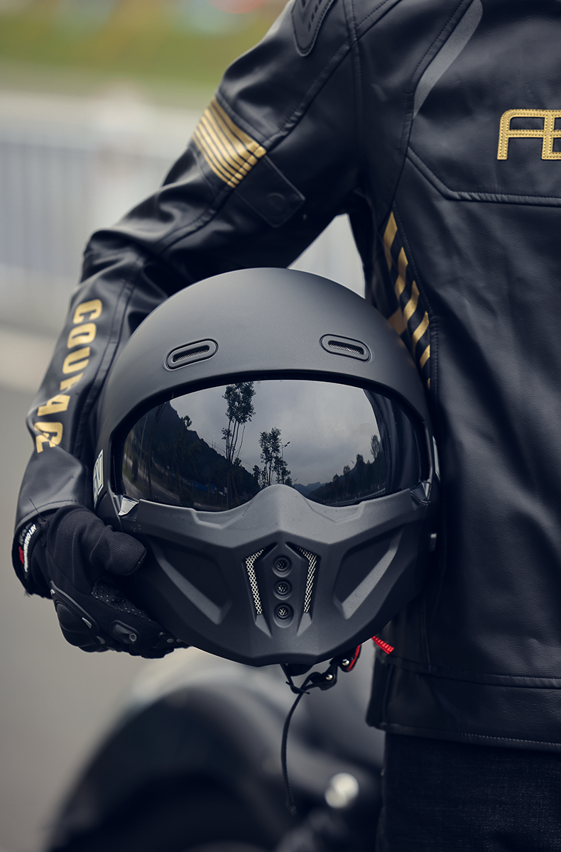 3C Motorcycle Helmet Scorpion Combination Helmet for Men and Women, Motorcycle Cruise Large Size Retro Full-Face Helmet, Summer Three-Quarter Helmet