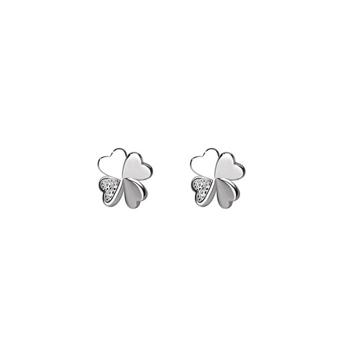 Cloud Xiaoshu Clover Leaf Earrings for Women  New Trendy Pure Silver Earrings Unique Design Sense Light Luxury Light Luxury Earrings
