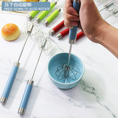 Factory stainless steel egg beater semi-automatic egg beater egg white cream whipper rotating manual egg beater wholesale