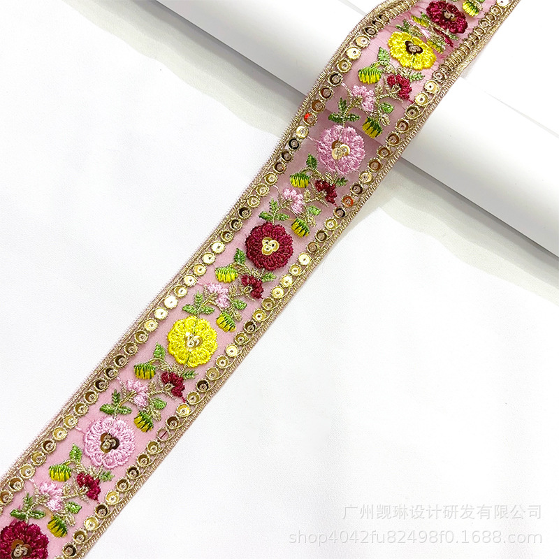 Accesorios de encaje de color de estilo étnico código de barras Hanfu accesorios de ropa código de barras de encaje spot al por mayor