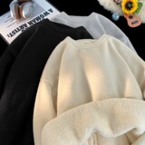 纯色圆领毛衣男冬季加绒加厚保暖宽松大码休闲男生针织衫毛线衣，男装针织衫/毛衣，星座614