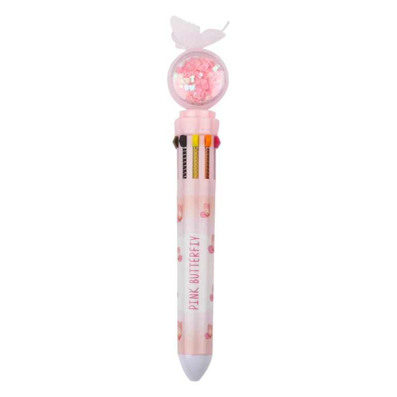 Papelería creativa lindo multicolor bolígrafo multifunción empuje color aceite pluma estudiante 10 color diario pluma