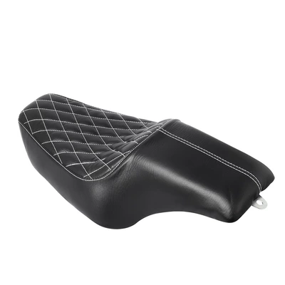Motorcycle Harley XL883 1200 x 48 Modified One-piece Seat Cushion Thickened Sponge Plaid 04-17 (Motorcycle Safety Supplies) - black-rhombus