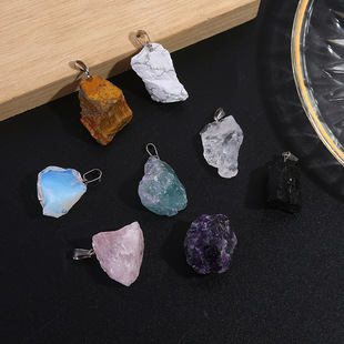 Hot Selling Natural Amethyst Rose Quartz White Crystal Pendant Random Raw Stone Necklace DIY Jewelry Accessories Wholesale