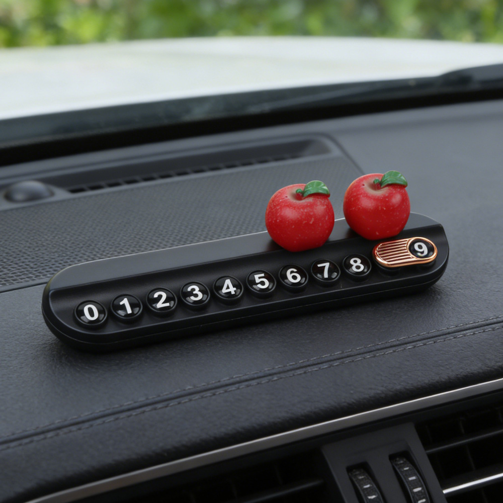 Tarjeta telefónica de movimiento de automóviles, tarjeta de estacionamiento temporal, decoración de automóviles de frutas personales, adornos de litchi
