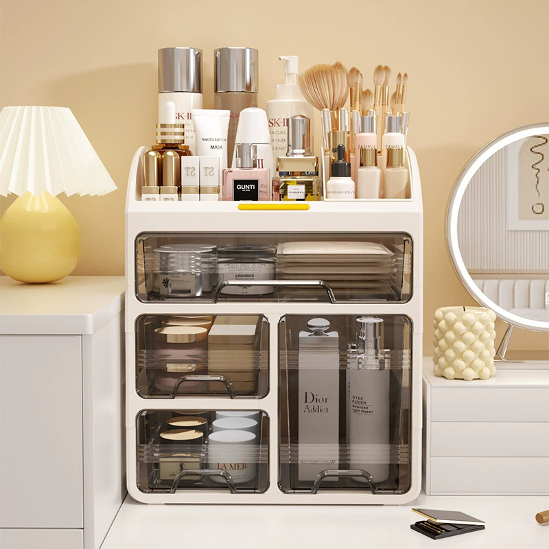 Круглый верхняя настольная косметическая коробка для хранения многофункциональная многофункциональная коробка с выдвижным ящиком прозрачная пылезащитная коробка для хранения