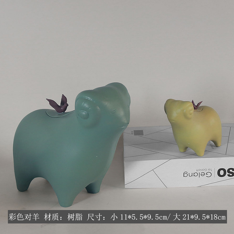 モダンでシンプルなかわいいペットの猫とクマの幾何学的な動物の装飾品北欧ホームモデルルームワインキャビネット子供部屋の装飾|undefined