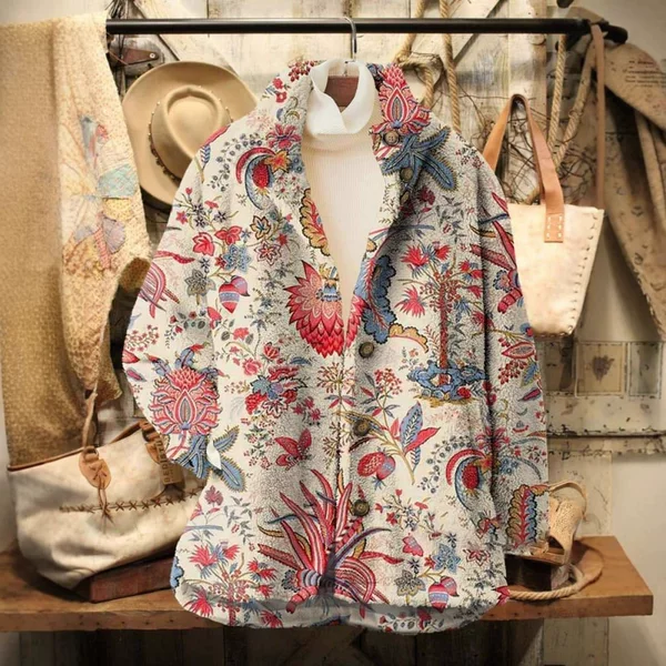 Independent Station Export New Retro Fashion 3D Digital Printing Women's Flannel Stand Collar Sweatshirt Jacket E116
