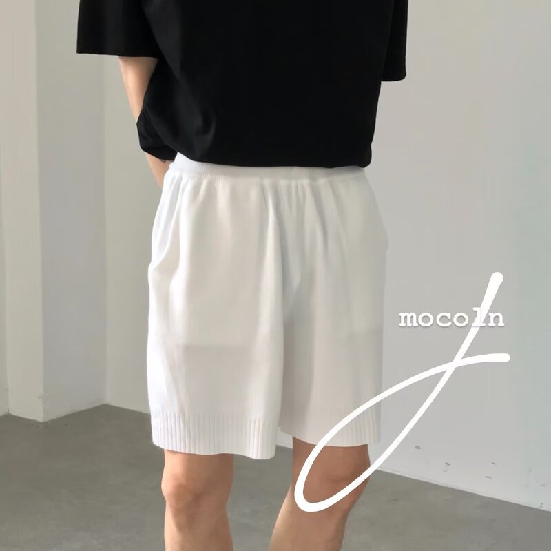 Half-High-Density Casual Elastic Shorts for Women, Slimming Casual Wide-Leg Pleated Minimalist Long Black and White Shorts Half-High-Density Casual Elastic Shorts for Women, Slimming Casual Wide-Leg Pleated Minimalist Long Black and White Shorts