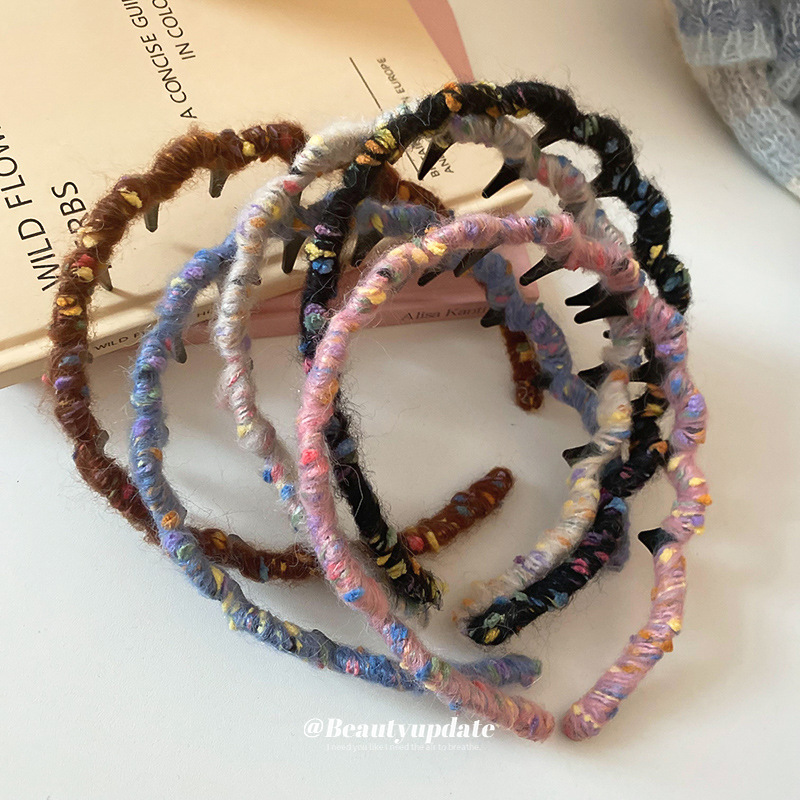 Nuevo producto de lana de color de doble uso, peine para el cabello ondulado, diadema de cara superior de cráneo alto, nueva moda, accesorios para el cabello suave para mujeres