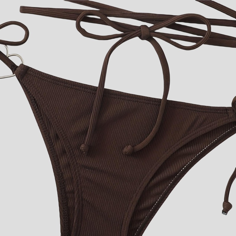 Traje de Baño Bikini 2023 de Color Sólido, Estilo Europeo y Americano, Traje de Baño de Dos Piezas para Mujer, Conjunto de Bikini Deportivo al por Mayor, Estilo Europeo y Americano