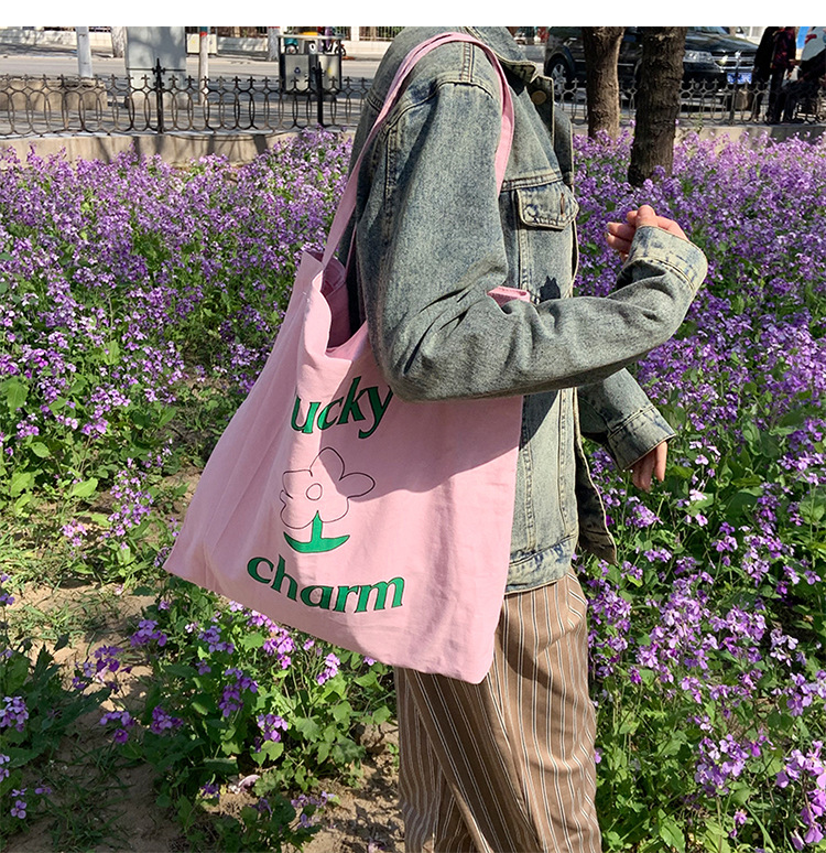 Mujeres Grande Lienzo Letra Flor Básico Hebilla Magnética Bolsa De Lona display picture 11