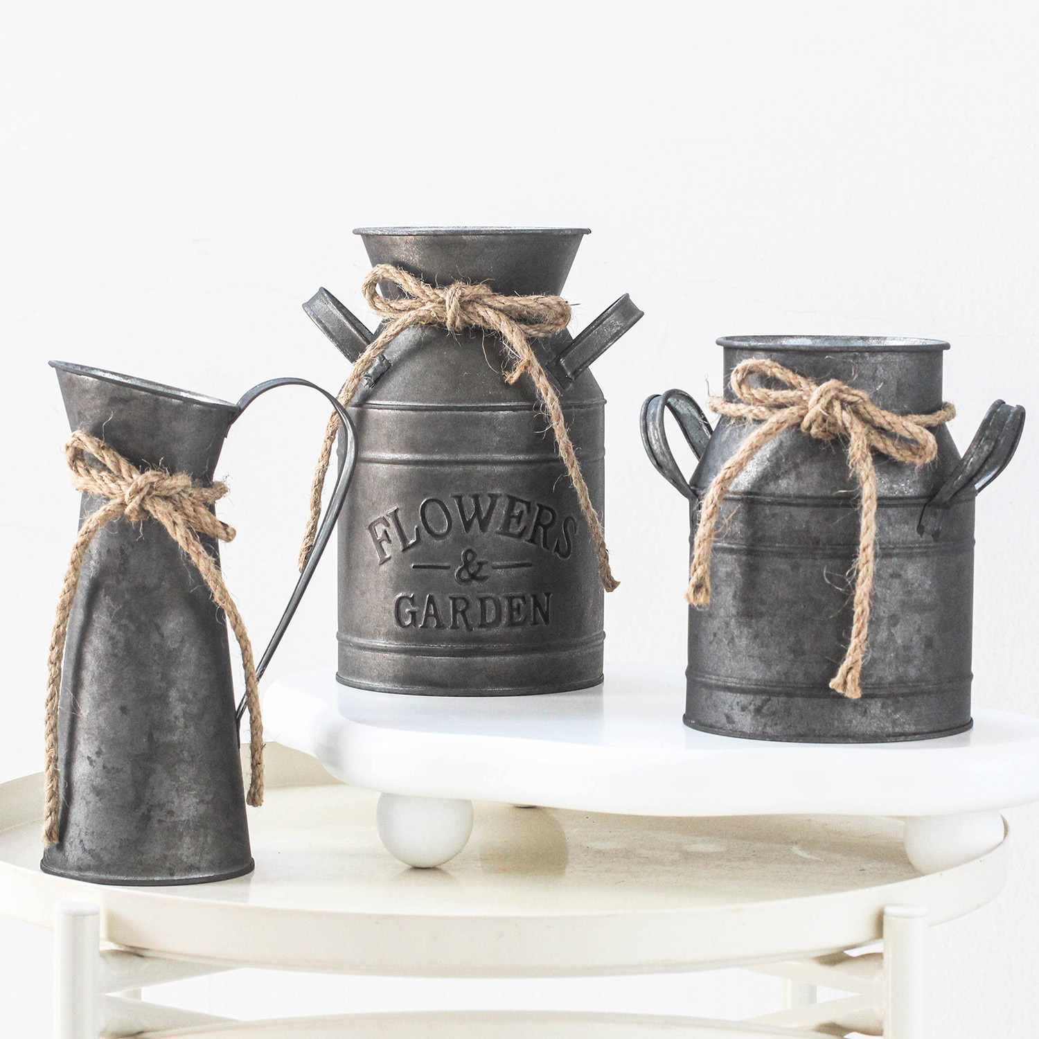 Cross-border Explosions on behalf of the hair bronze milk barrel-shaped tin flower barrel milk jar gardening plant vase flower living room decoration