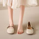 French-Style Shallow Flat Leather Shoes for Women 2025 New Summer with Dress Maternity Sandals Soft Leather Evening Loafers