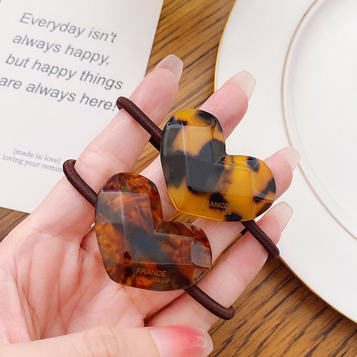 Dovi jewelry high-elasticity candy-colored acetic acid hair ring sweet heart-shaped hair rope ponytail rubber band jewelry on the back of the head