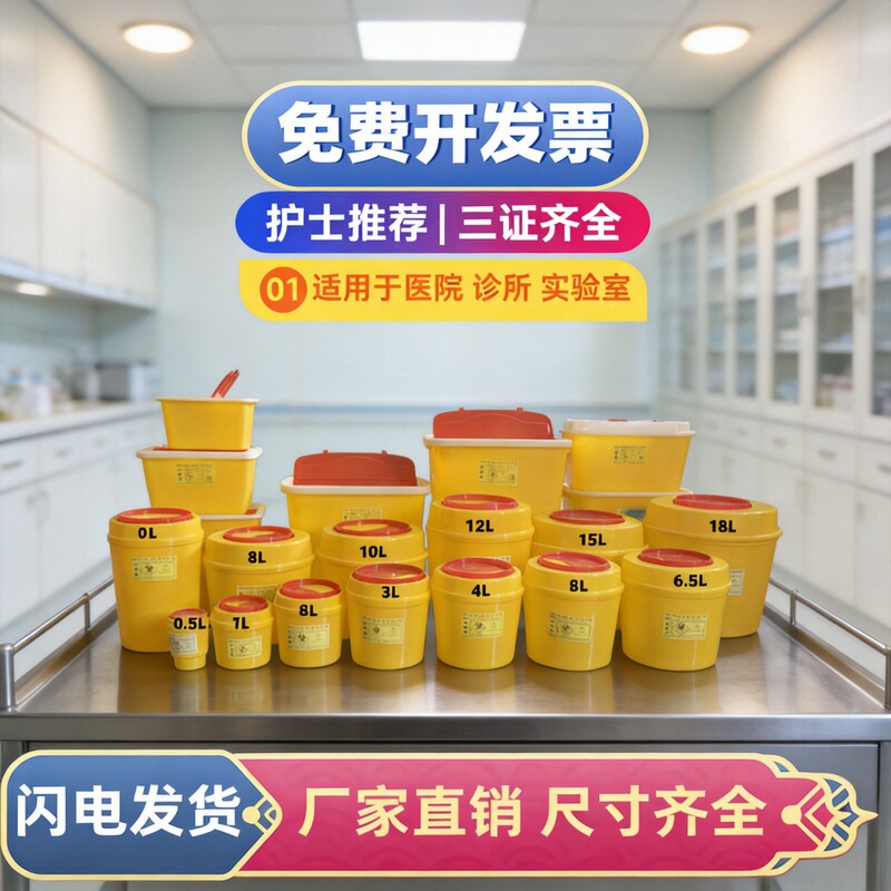 Medical Sharps Container Disposable Sharp Object Box Yellow Waste Round Square Trash Can Hospital Trash Bin Medical Sharps Container Disposable Sharp Object Box Yellow Waste Round Square Trash Can Hospital Trash Bin