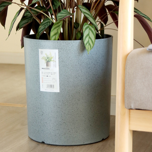 Global indoor large flowerpot living room floor-standing fortune tree green plant round basin cement basin extra-large shopping mall balcony decoration