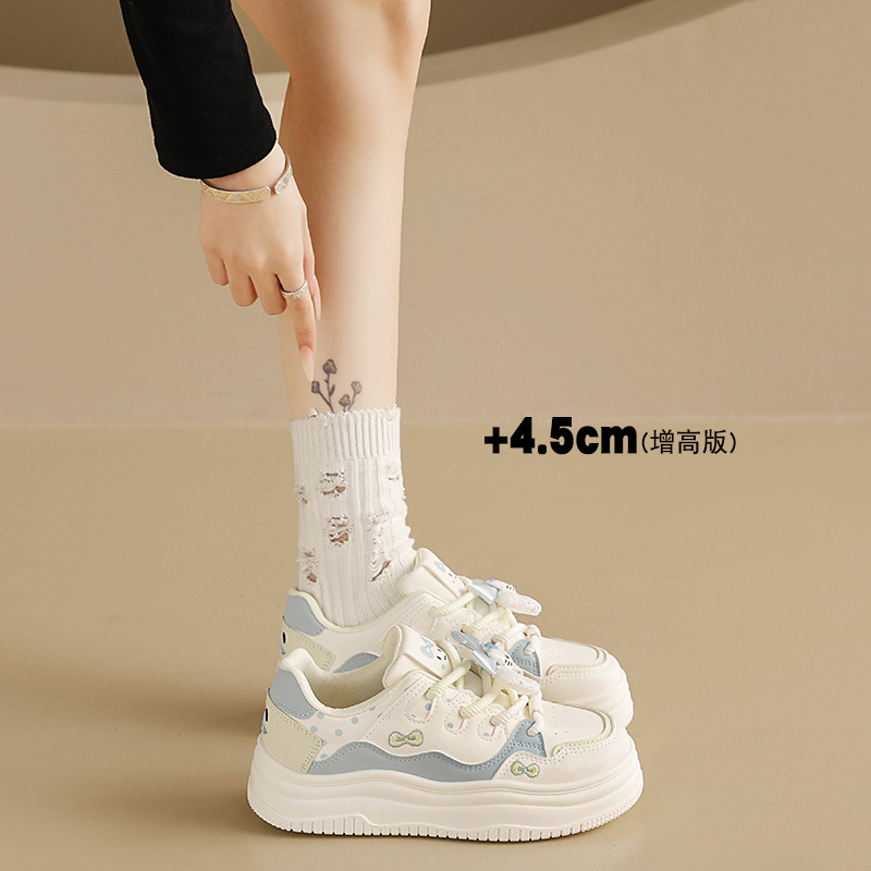 2026 Spring White Sneakers With Cartoon Cat Design, Ins-style For Female Students, Fashionable Casual Thick-soled Versatile Sports Shoes Y9988_vogvips.com