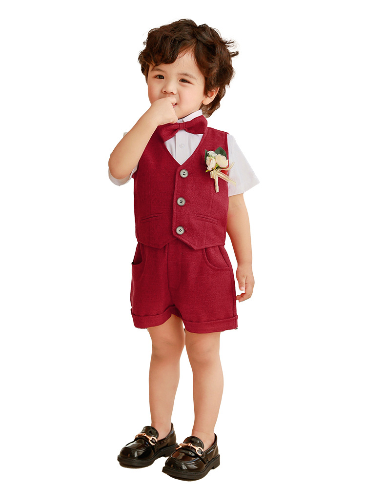[Liquidación] Conjunto de chaleco para niños, ropa formal para el primer cumpleaños del bebé, traje de esmoquin para niños.