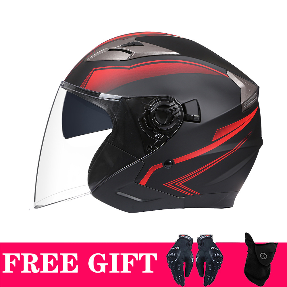 Bld Cross-Border Wholesale Specializes in Bailede Electric Vehicle Motorcycle Helmets with Dual Lenses for Men and Women, Retro Style Riding Helmets