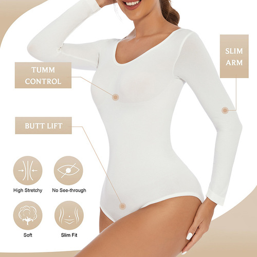 European and American one-piece underwear, tummy-tightening, butt-lifting, body-shaping one-piece, women's tight-fitting long-sleeved corset body-shaping garments