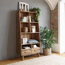 实木储物柜美式乡村书柜小户型家用老松木简约置物柜北欧落地收