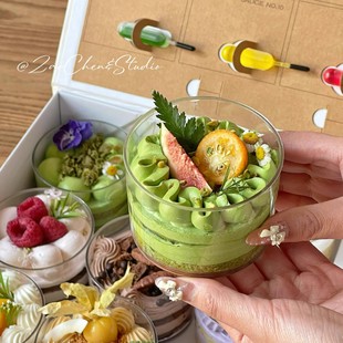 Round Square Plastic Transparent Mousse Cake Cup Spring Outing Dessert Four-Square Dessert Box 200ml Disposable